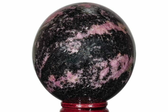 Polished Rhodonite with Manganese Oxide Sphere #218889